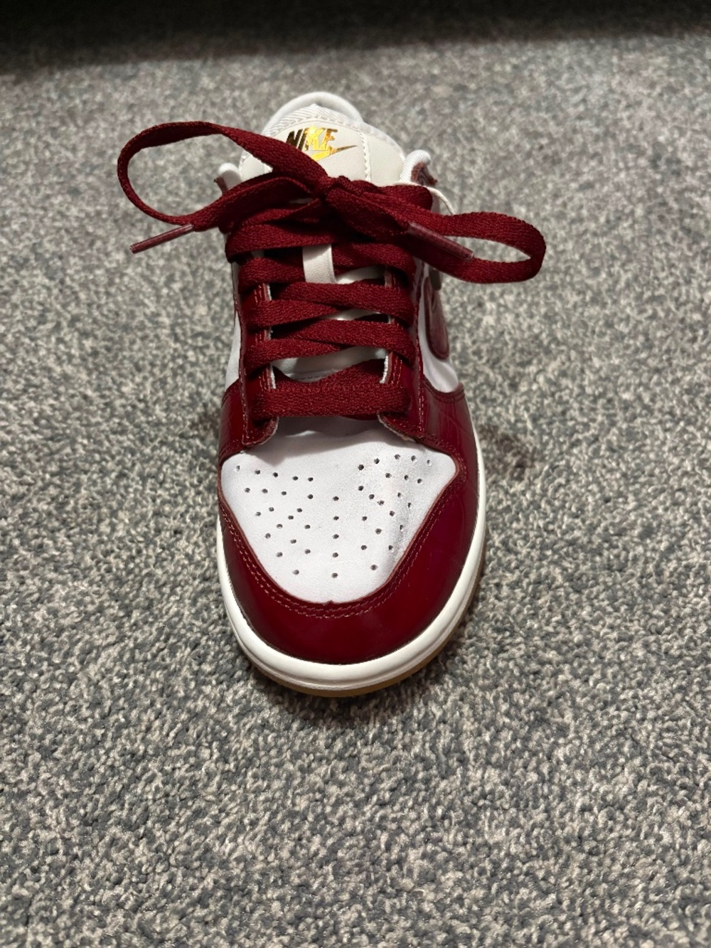 NIKE Dunk Low croc-effect leather-and suede sneakers
